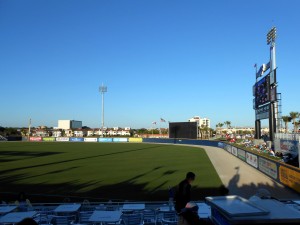 It was clear skies at game time but as the flags indicate there was a stiff wind blowing. Photo R. Anderson