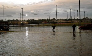 Water rescues such as this one are a common sight when it rains in Houston due to low roads. Photo R. Anderson